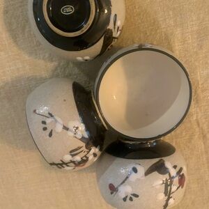 Japan handmade Floral T Cups & Lacquer Box